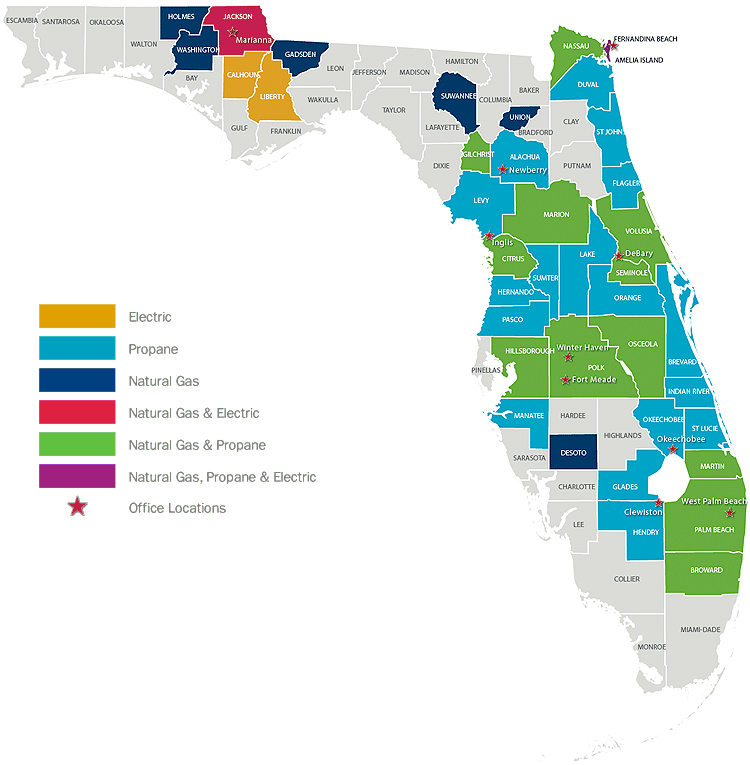 FPU Map: Natural Gas In Florida